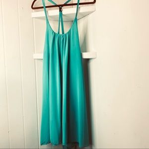 Mint Green Medium Strappy Back Free Flowy Dress (FLAW)